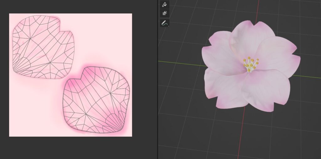 桜の花　テクスチャ着色後